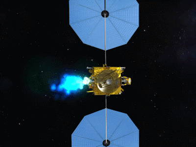 天問二號探測器示意動畫。（中國航天科技集團五院供圖）